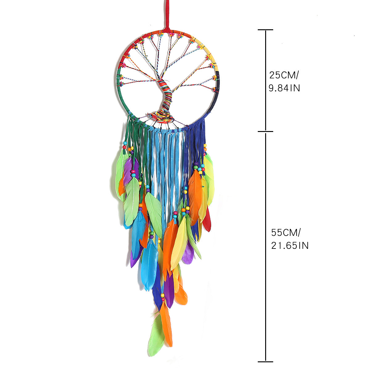 Colorful Bohemian Tapestry Home Decor Tree Of Life Hand Woven Colorful Cloth Feather Pendant