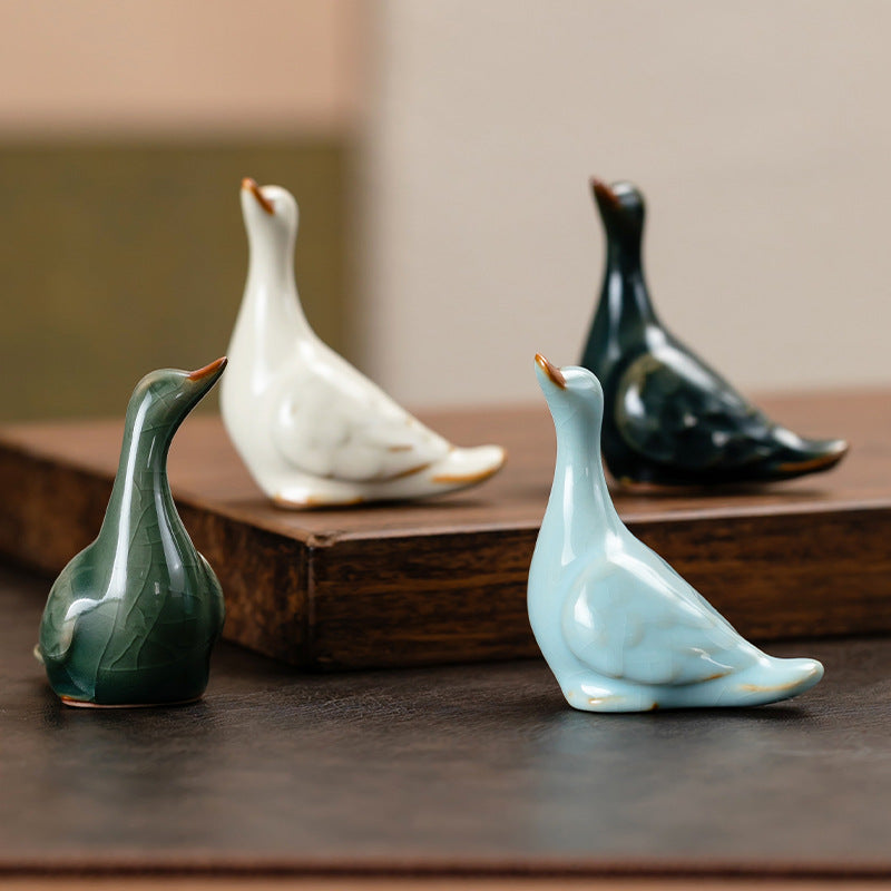 RuYao Tea Pet Ornament, Tea Tray Accessory, Cute Duck Tea Cover Holder, Tea Ceremony Decorative Item