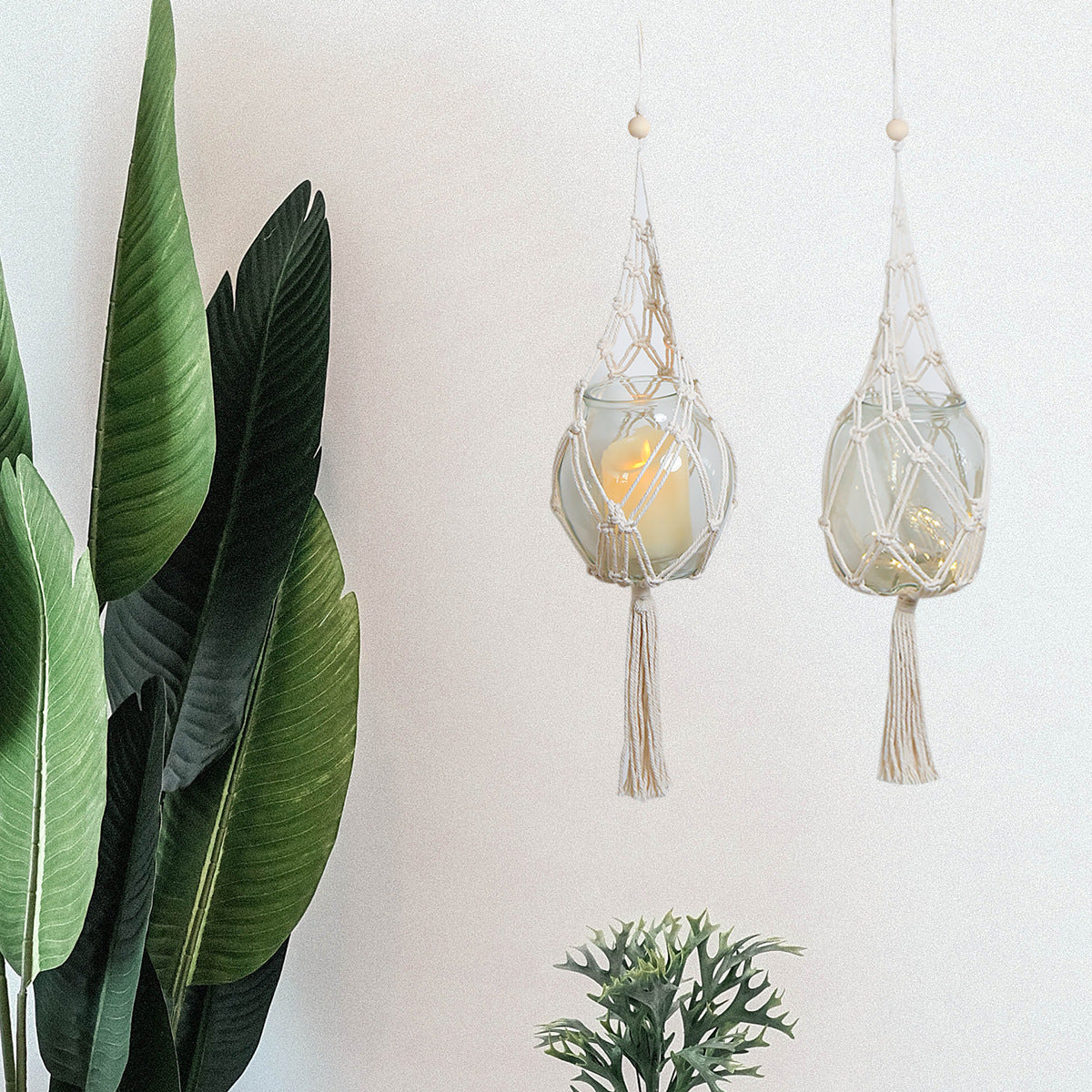 Nordic Home Wall Decoration Bohemian Woven Tapestry Home Decoration Flower Pot Hanging Basket Plant Decoration Net Pocket