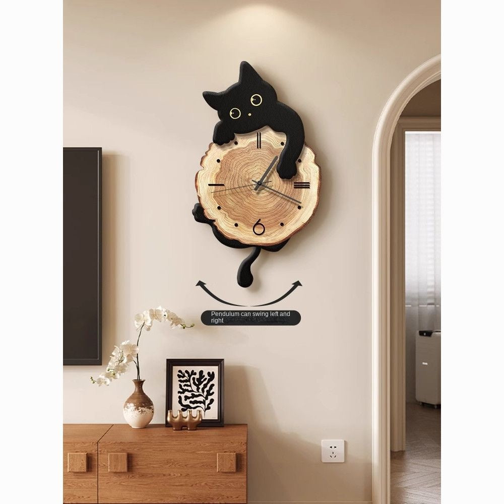 Cartoon Cat Wall Clock Living Room Home Clock Wall Hanging Creative Swinging Restaurant Clock