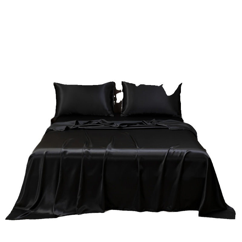 American Style Silk-Like Bedding Set with Fitted Sheet, Duvet Cover, Pillowcases, Extra Large Mattress Protector for Export