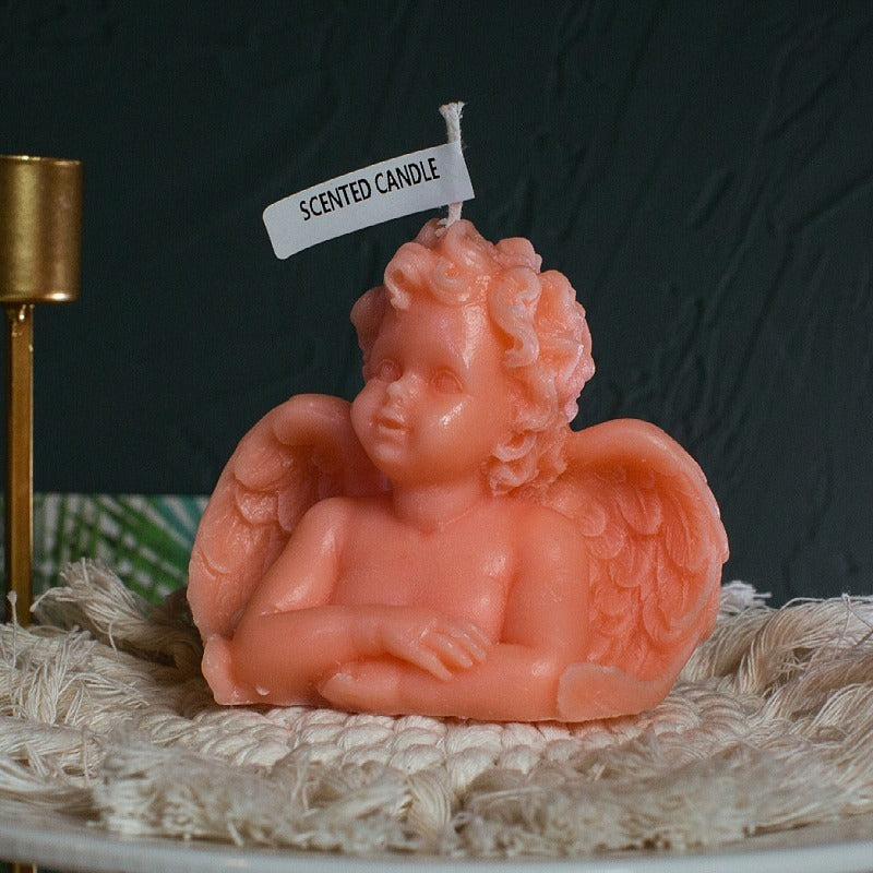 Half body smiling little angel fragrance candle with wings angel baby fragrance candle