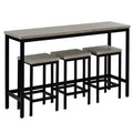 TOPMAX Counter Height Extra Long Dining Table Set with 3 Stools Pub Kitchen Set Side Table with Footrest  Gray