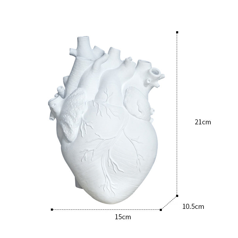 Heart vase resin ornament model room countertop living room vase dining table dry flower arrangement