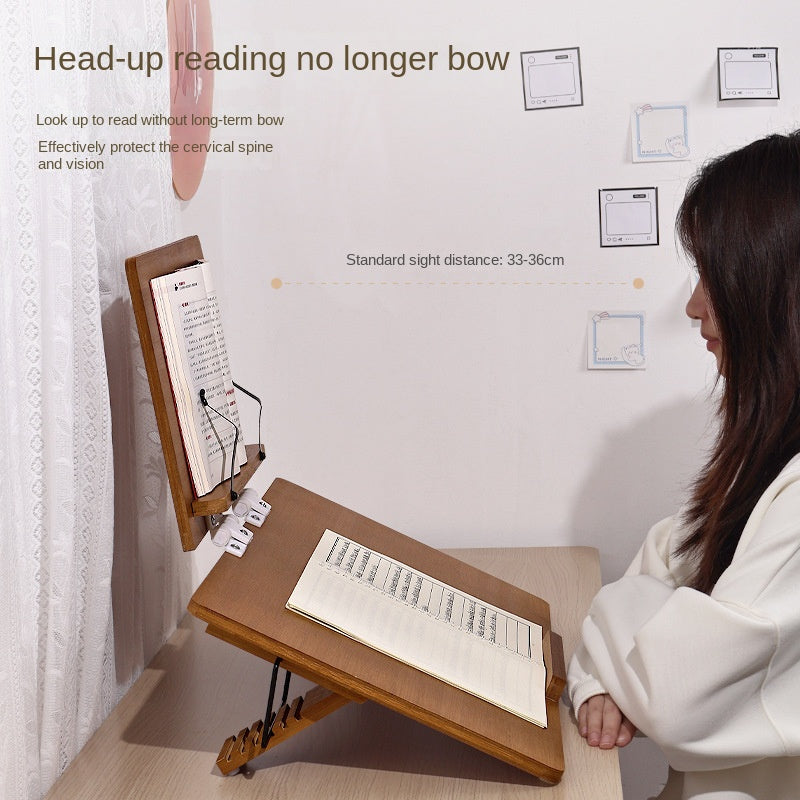 Double-Layer Writing Board,Adjustable Tilt Book Rack Wooden Reading Stand