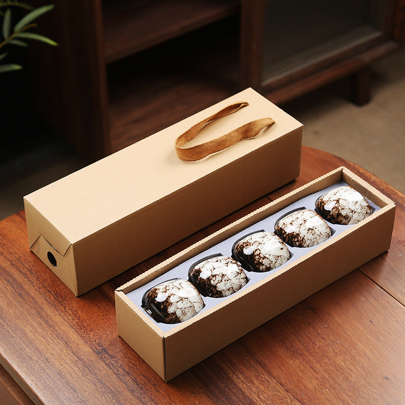 110ML Kung Fu Tea Set Single Cup Tenmoku Glaze Jian Zhan Master Cup Tea Bowl Egg-shaped Small Tea Bowl