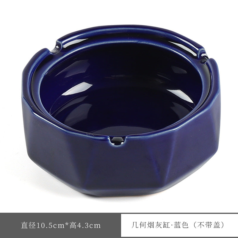 Simple ashtray with lid to prevent fly ash, suitable for home and office use, new Chinese style ceramic living room decoration, creative coffee table.