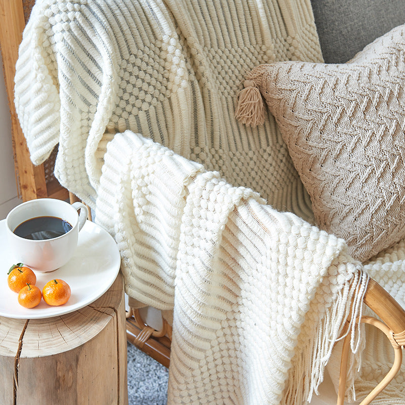 INS Simple Solid Color Air-Conditioning Blanket Blanket Sofa Blanket Office Nap Blanket Homestay Decorative Blanket Thick Winter Style