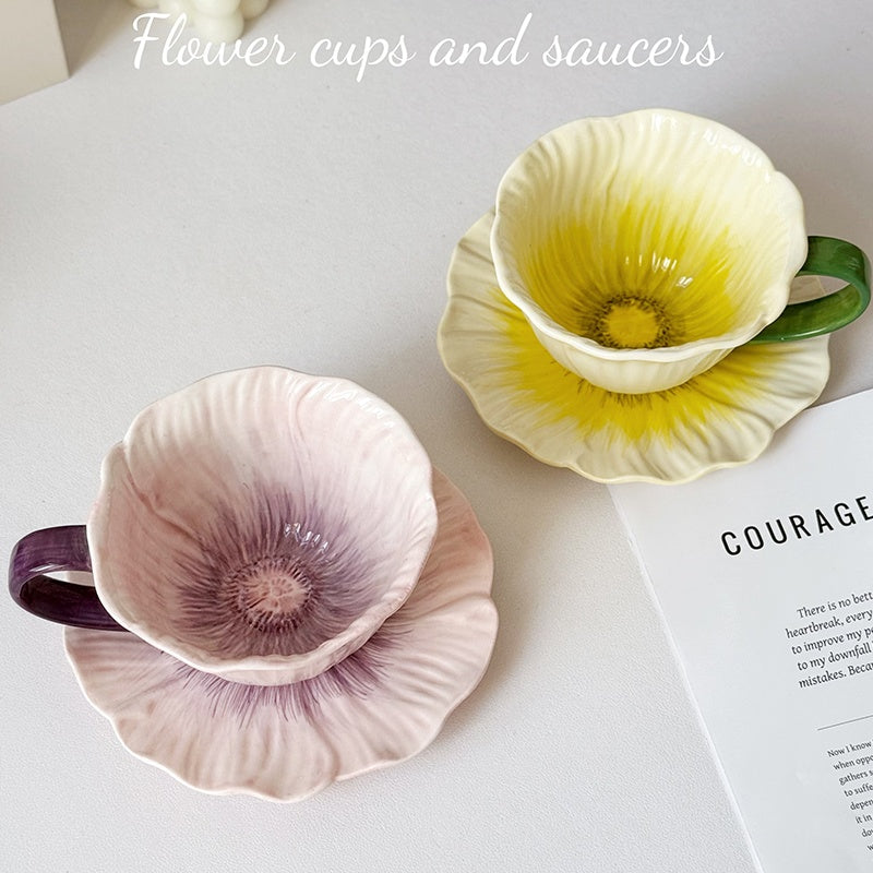 Stylish Ceramic Latte Cup Set for Women, Minimalist Design, High-Aesthetic Coffee Mug