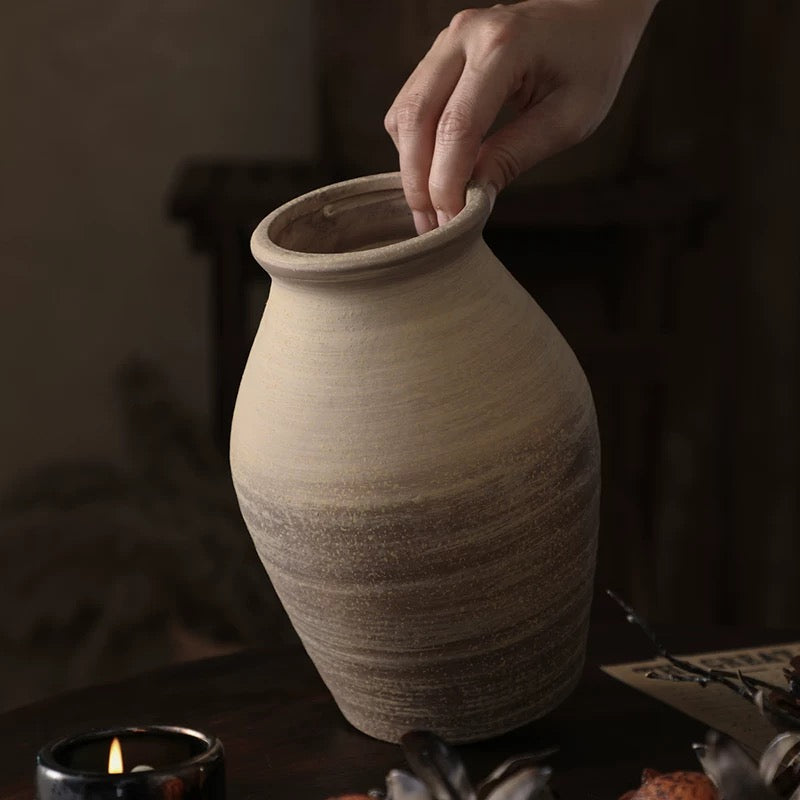 Vintage rough pottery vase decoration classical dried flower simulation flower arrangement vintage style floral ware