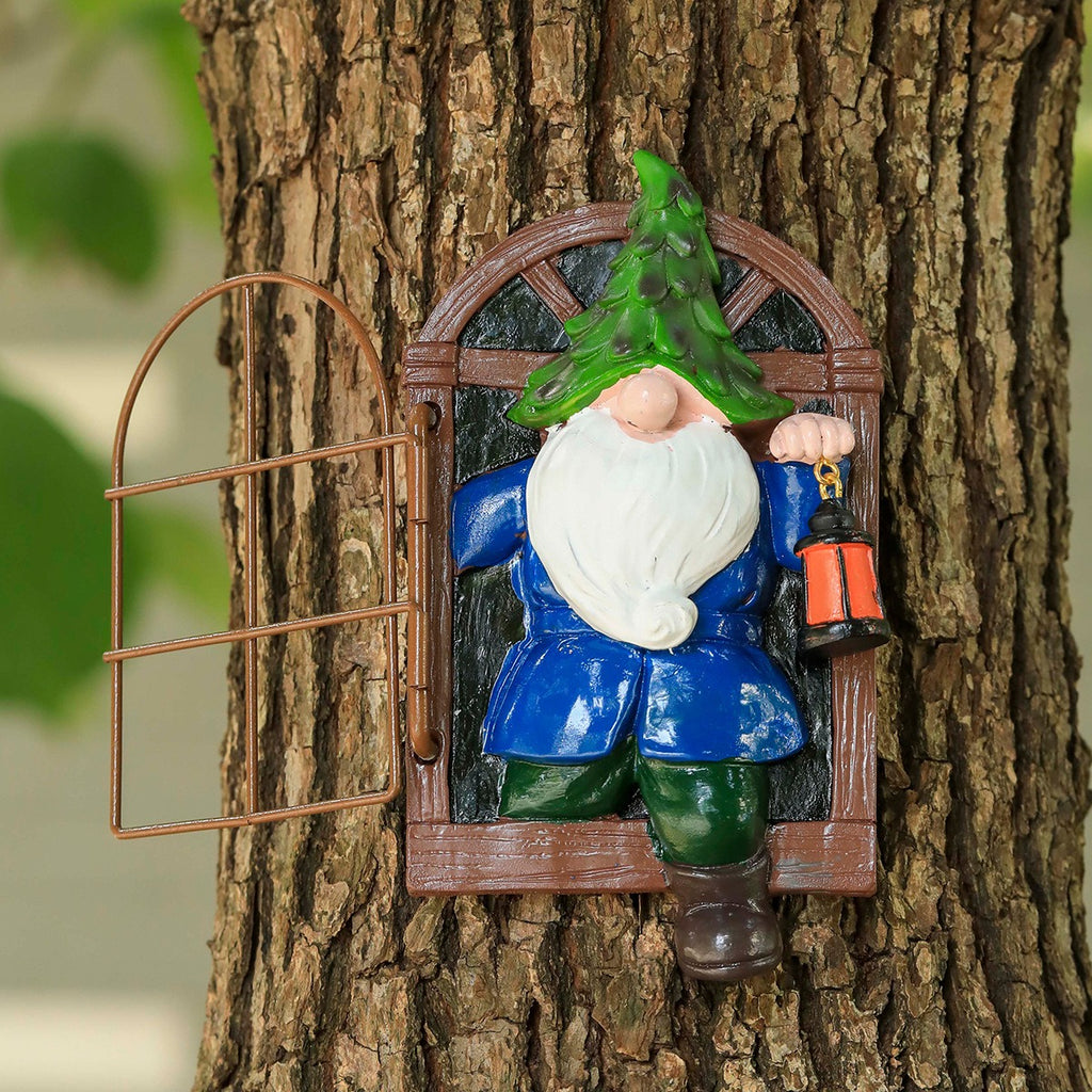 Personality Dwarf Elf Lantern Flipping Window Lawn Statue Resin Decoration