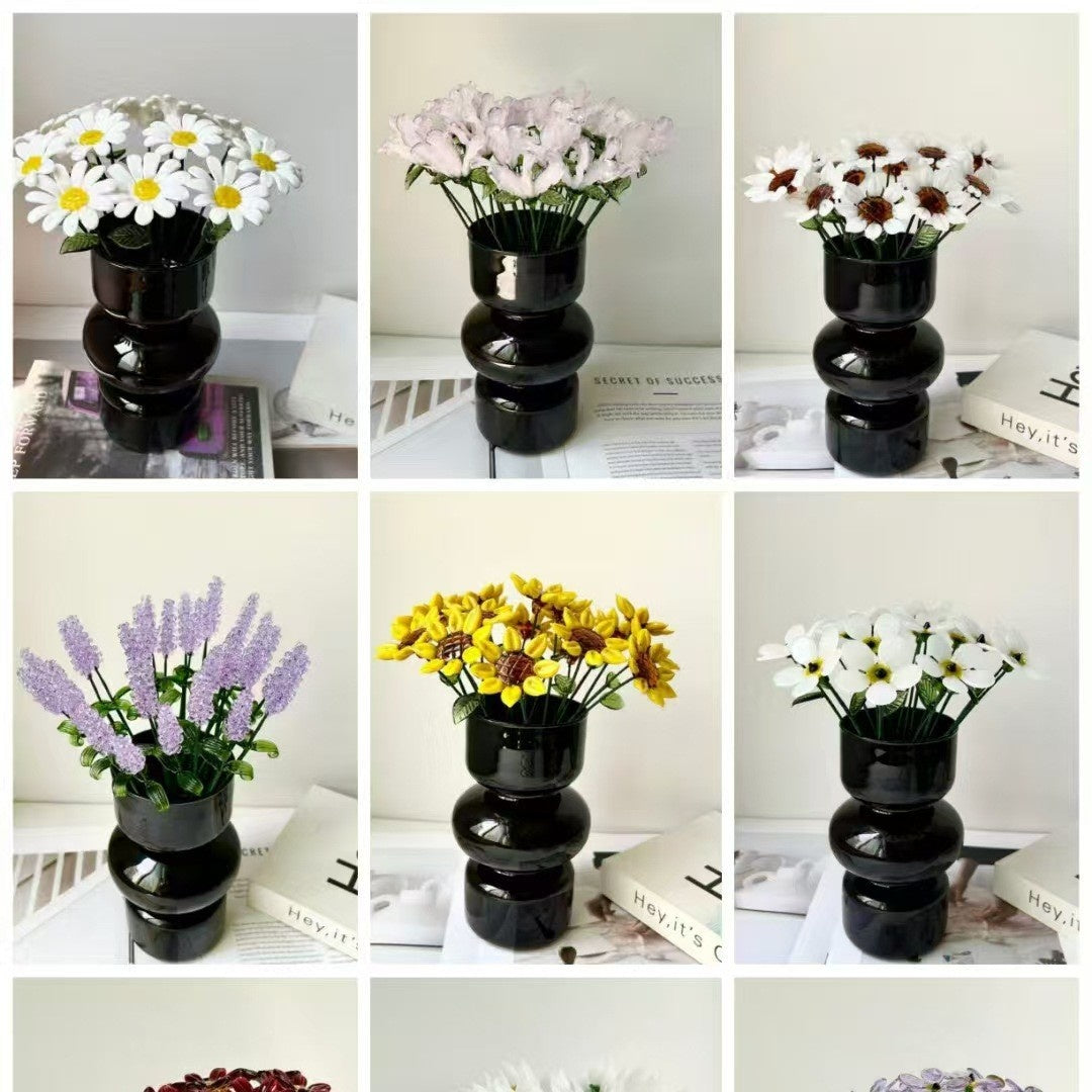 Glass Birth Flower Iron Wire Flower Iron Wire Flower Simulation Desktop Ornament Vase