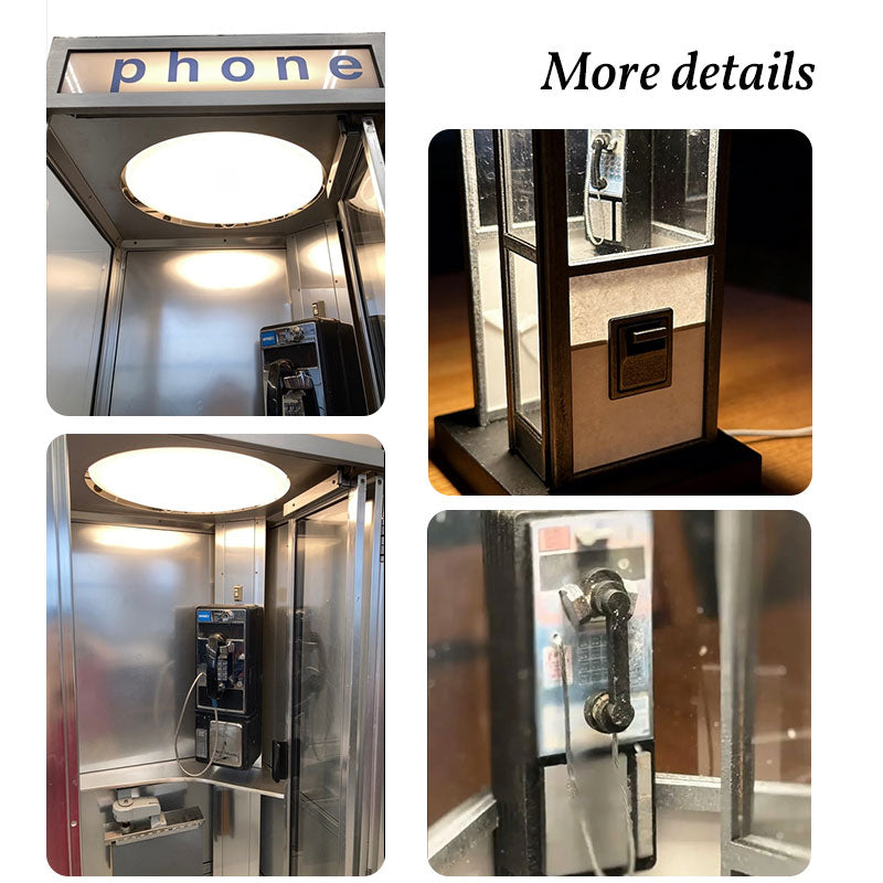 Retro Vintage Phone Booth Table Lamp - Classic Telephone Booth Night Light with Warm LED, Decorative Home/Office Desktop Lamp