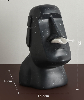 Moai Statue Island Statue Stone Paper Towel Drawing Paper Towel Tube Napkin Storage Mouth Paper Towel Box - Velora Home Deco