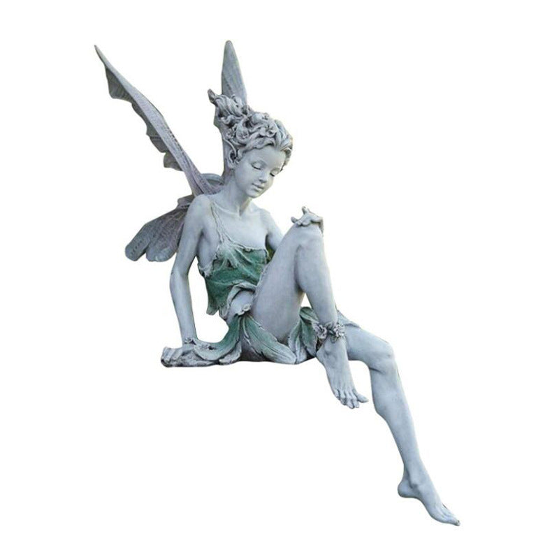 Fairy Statue Resin Crafts Flower Fairy Curved Sitting Garden Outdoor Garden Decoration Decorative Statue
