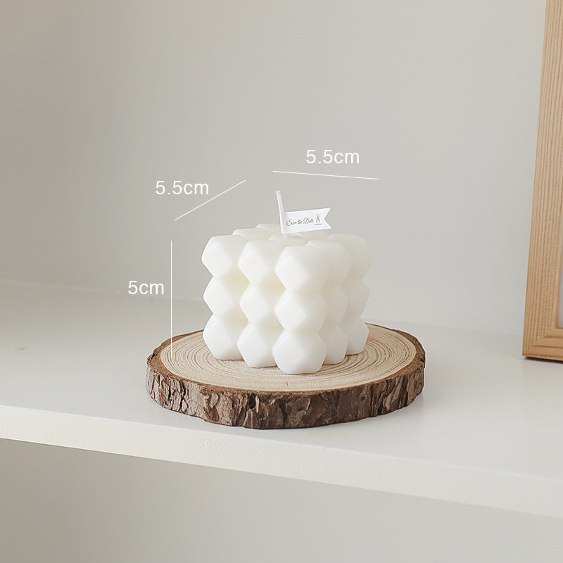 Geometric Soy Wax Candle White Cube Scented Candle