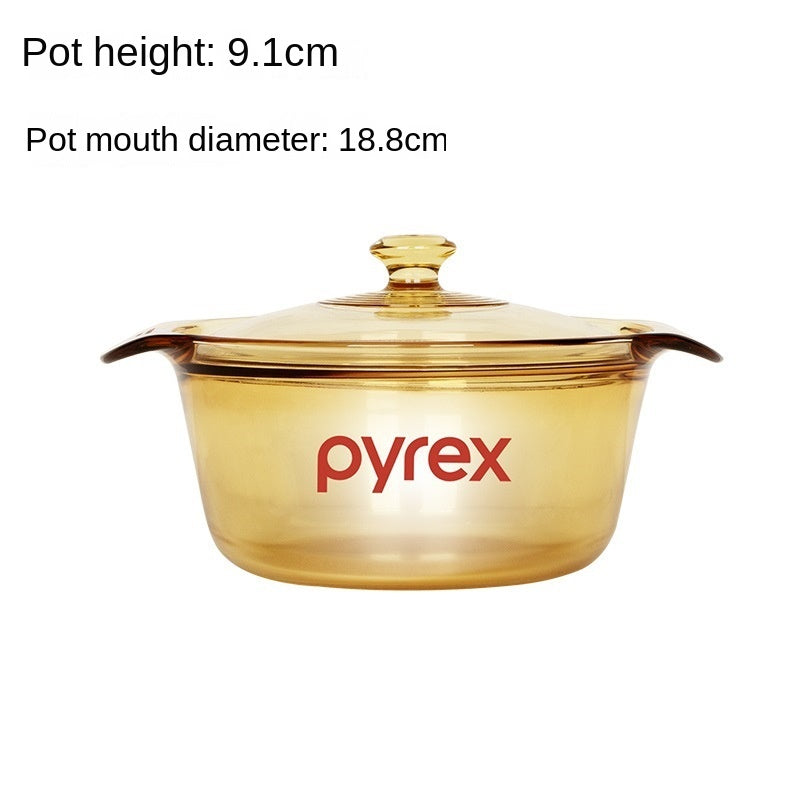 Amber transparent glass pot household high-temperature resistant open flame soup pot stew pot