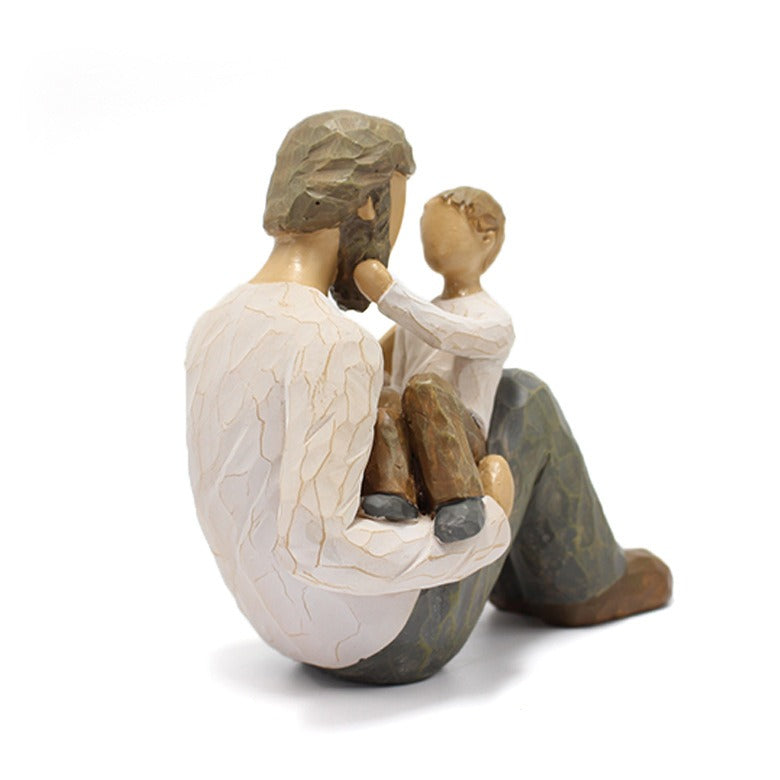 Father and Son Statue Decoration Creative Home Desktop Decoration Resin