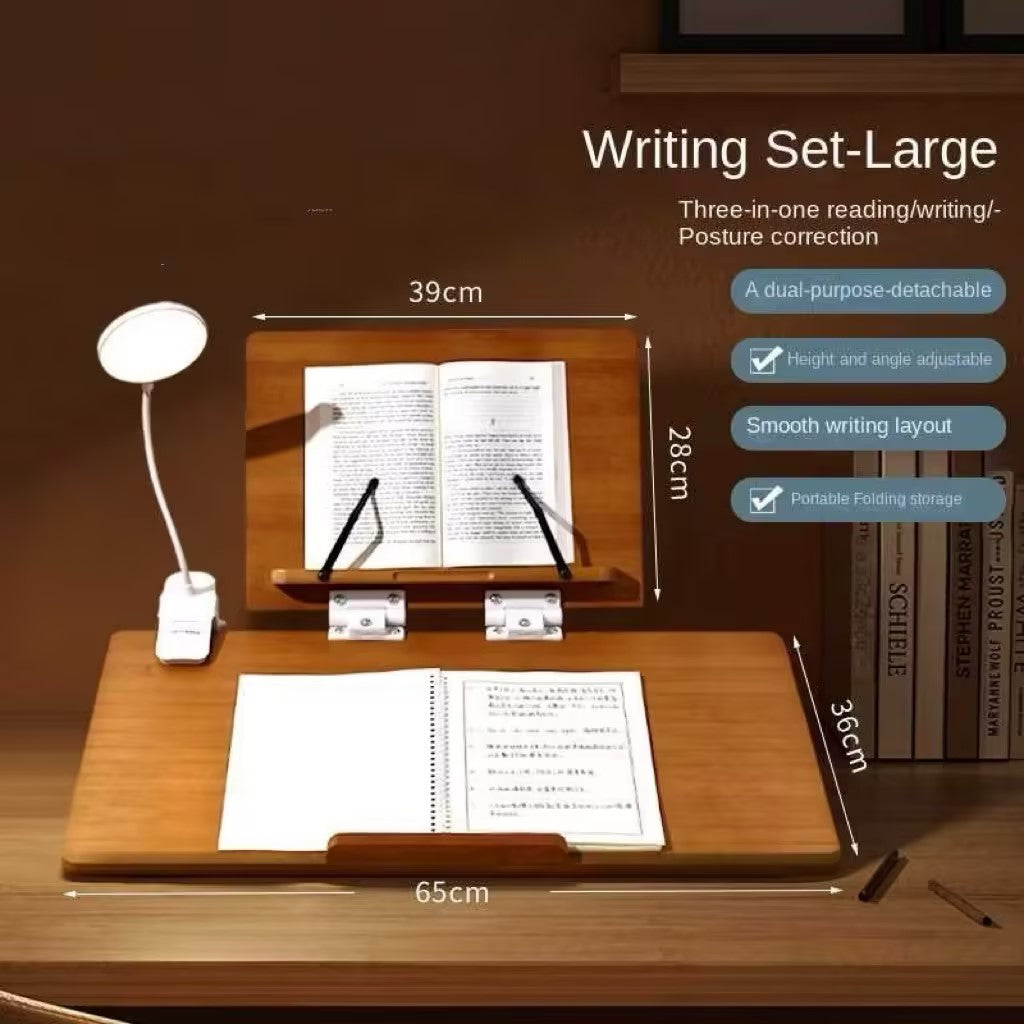 Double-Layer Writing Board,Adjustable Tilt Book Rack Wooden Reading Stand