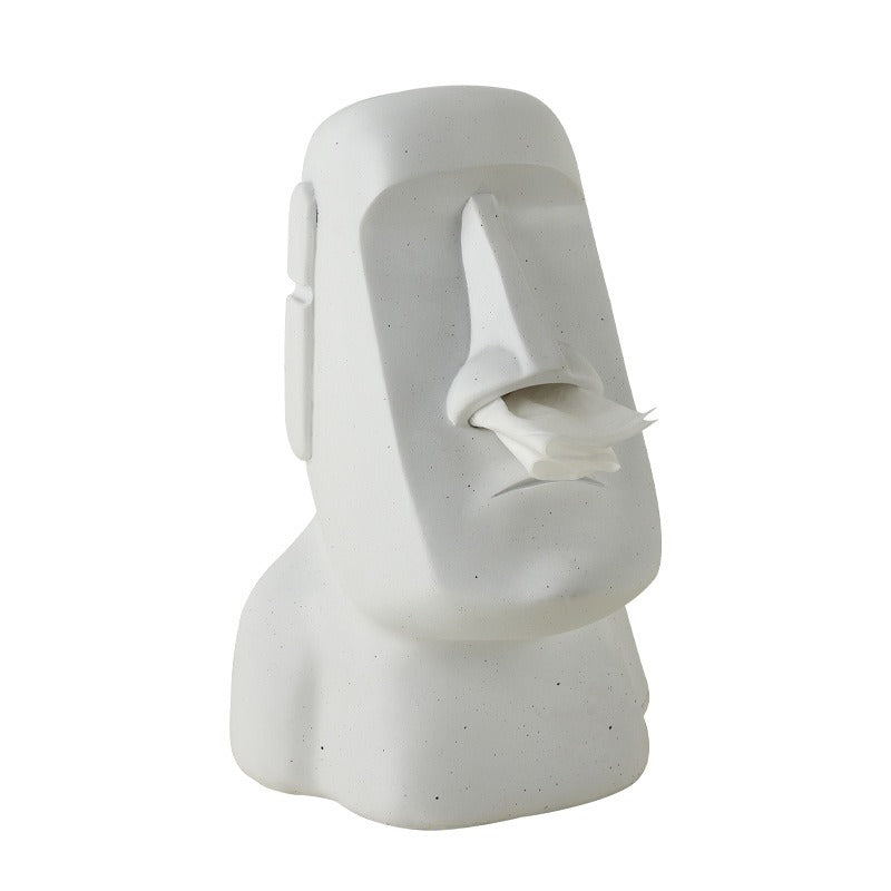 Moai Statue Island Statue Stone Paper Towel Drawing Paper Towel Tube Napkin Storage Mouth Paper Towel Box - Velora Home Deco