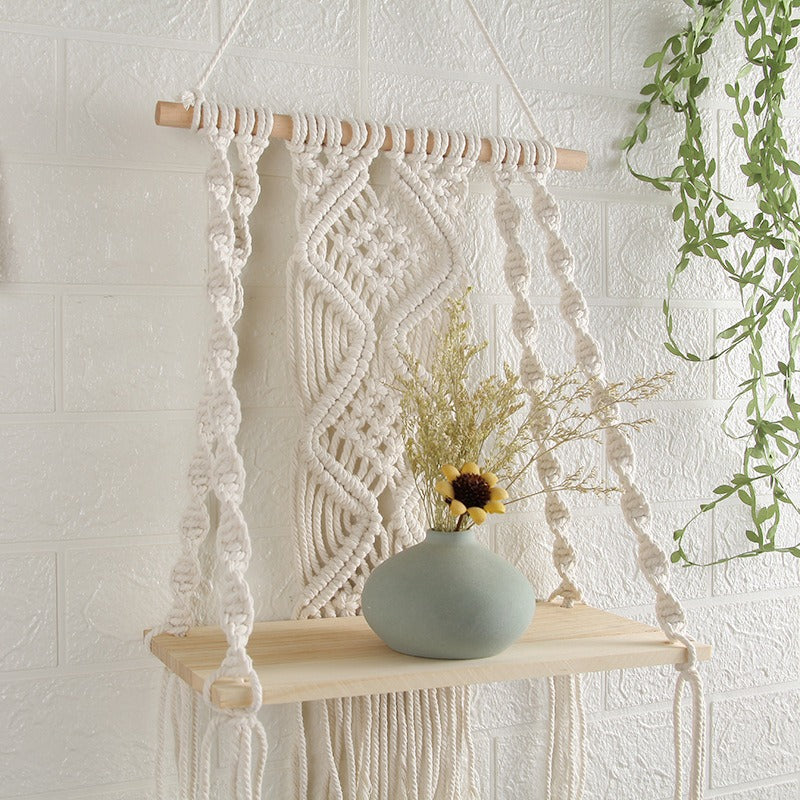 Hot selling hand woven tapestry, cotton rope wall hanging Bohemian shelving, hotel homestay children's room decorations