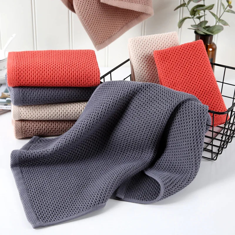 Cotton Hand Towels for Adults Plaid Hand Towel Face Care Magic Bathroom Sport Waffle Towel - Velora Home Deco