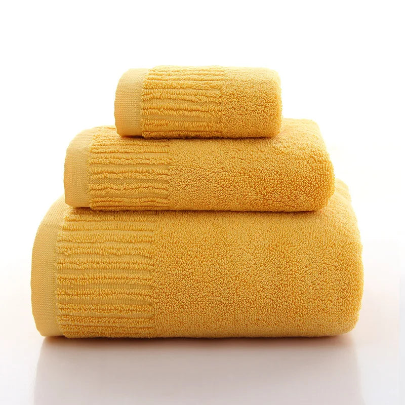 Cotton Thicken bath towel set hand towel face towel and bath towels for adults 10 colors  100% cotton - Velora Home Deco