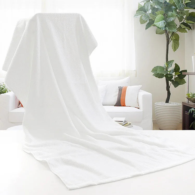 Large Hotel White Cotton Bath Towel for Adults SPA Sauna Beauty Salon Towels Bedspread Bathroom Beach Towel 6 sizes - Velora Home Deco