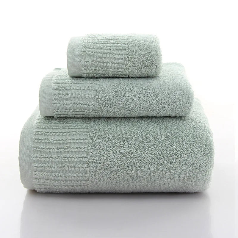 Cotton Thicken bath towel set hand towel face towel and bath towels for adults 10 colors  100% cotton - Velora Home Deco