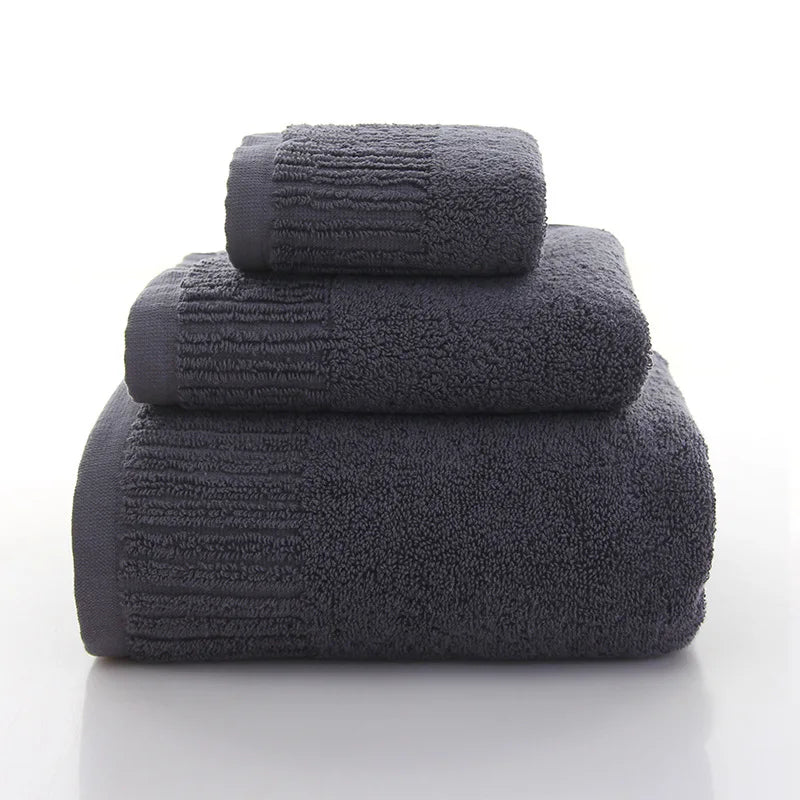 Cotton Thicken bath towel set hand towel face towel and bath towels for adults 10 colors  100% cotton - Velora Home Deco
