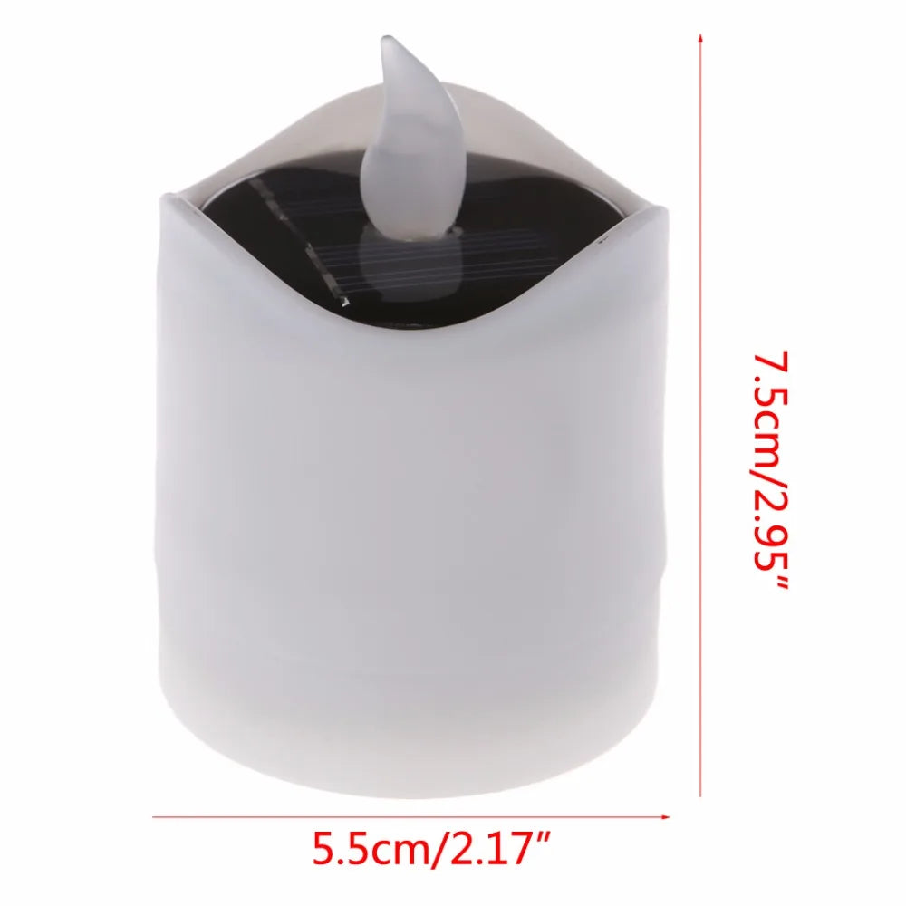 6pcs Solar Powered LED Candle Light Yellow Flicker Tea Lamp Festival Wedding Romantic Decor No Smoke, No flame, No self - heating